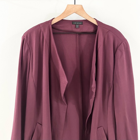 Lane Bryant Ponte Open Front Jacket Burgundy Size 18/20 - Picture 5 of 8
